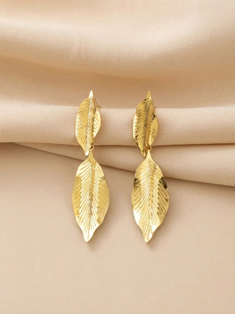 Leaf collar necklace with earrings set