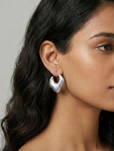 Tide Curve Stud Earrings with Soft Flowing Gold Finish - Doulaat