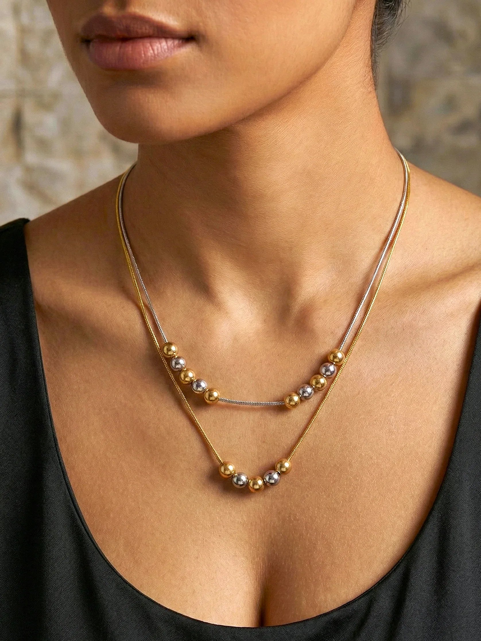 Two Strand Mixed Bead Necklace - Doulaat