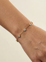 White Stone Charm Bracelet Gold Finish - Doulaat
