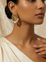 Stylish Gold Triple Disc Kairo Stud Earrings