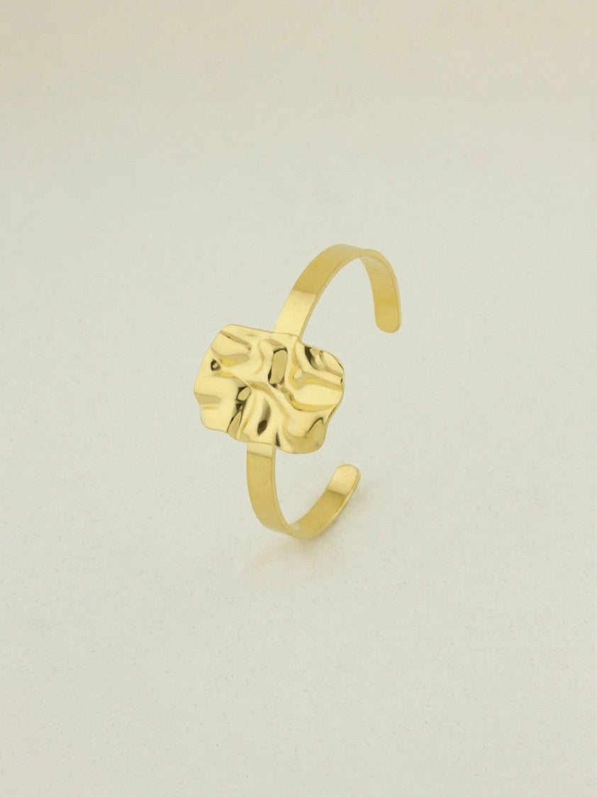 Flat Hammered Open Bangle