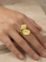 Ease Gold Leaf Ring with Soft Gold Finish - Doulaat