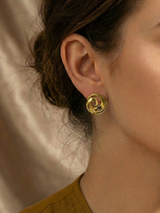 Gold Circline Mini Stud Earrings with Spiral Texture