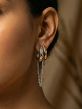 Modern Dual Tone Spike Drop Earrings - Doulaat