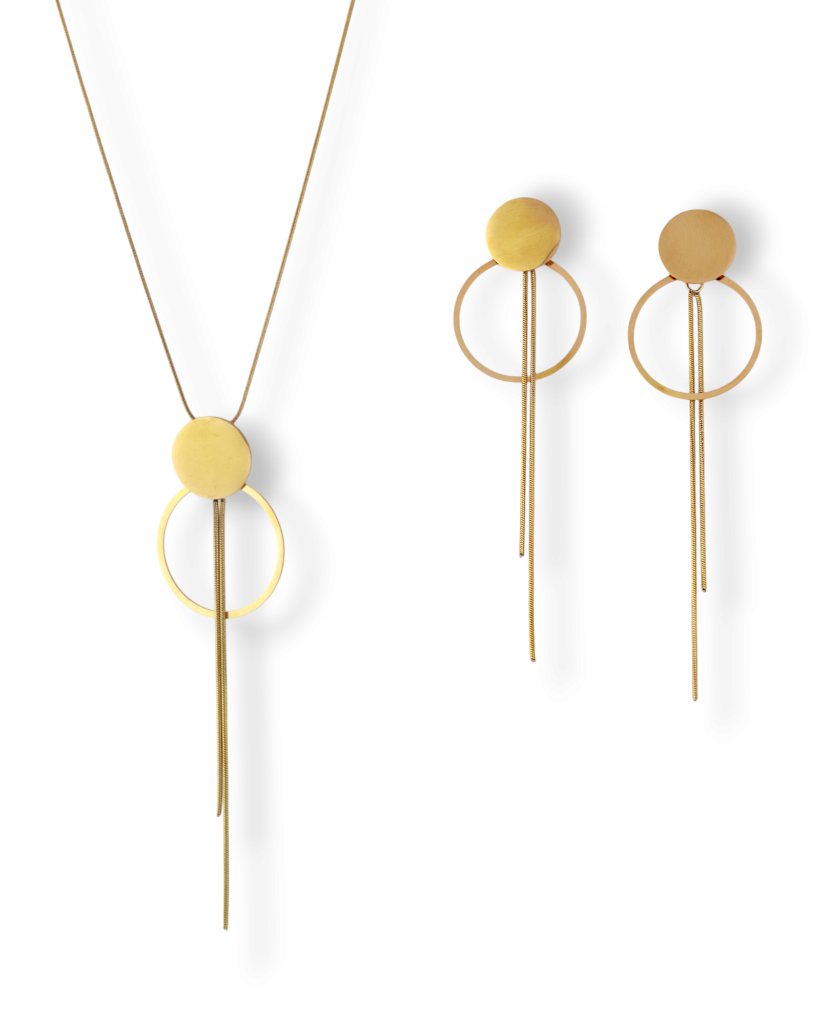 Elegant Gold Geometric Hoop & Tassel Jewelry Set