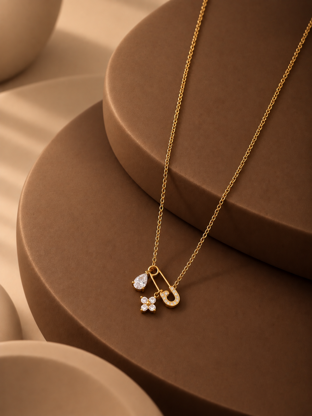 Clover Safety Pin Necklace