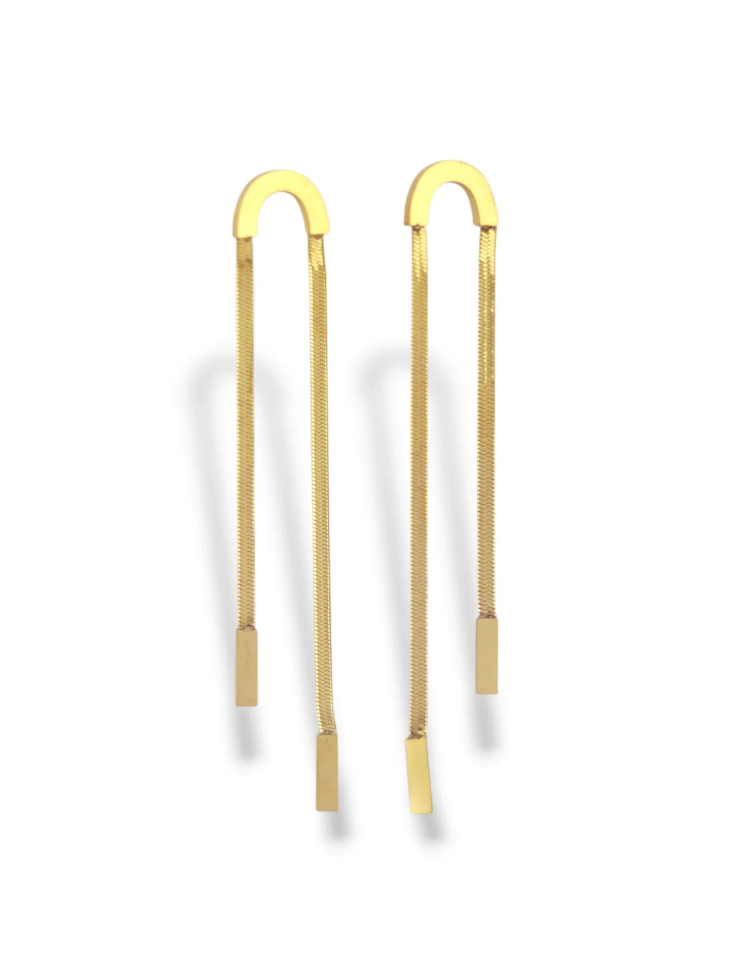 Luxe Drop Earrings with Long Gold Chain Finish - Doulaat