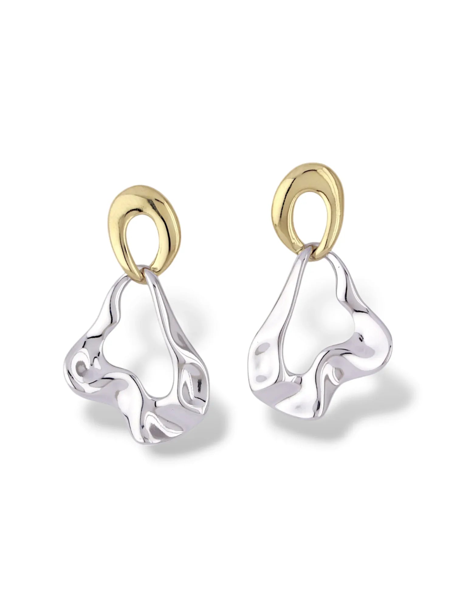 Melted Mist Drop Earrings with Fluid Dual Tone Finish - Doulaat