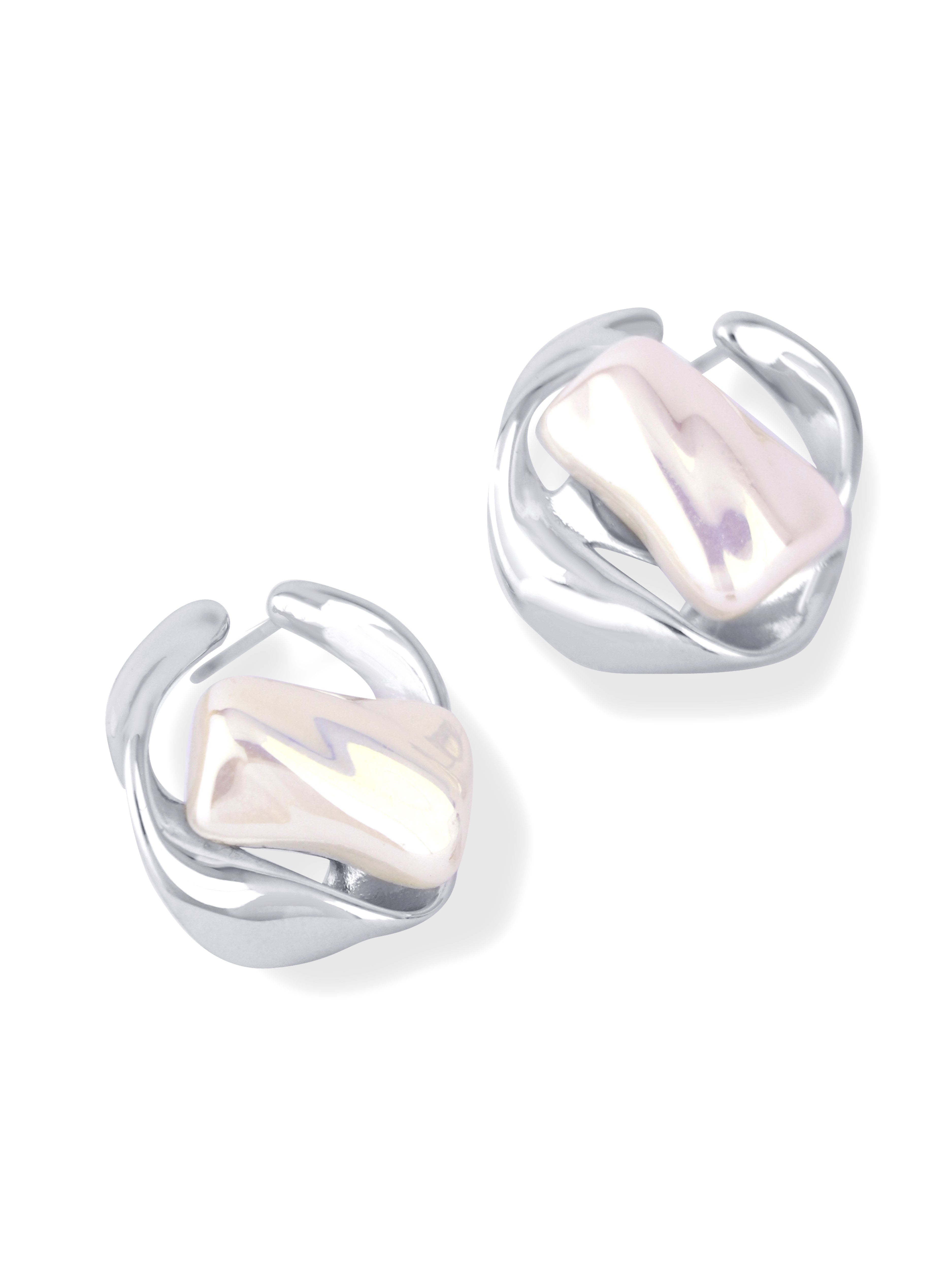 Elegant Mirage Loop Earrings with Soft Pearl Glow Touch
