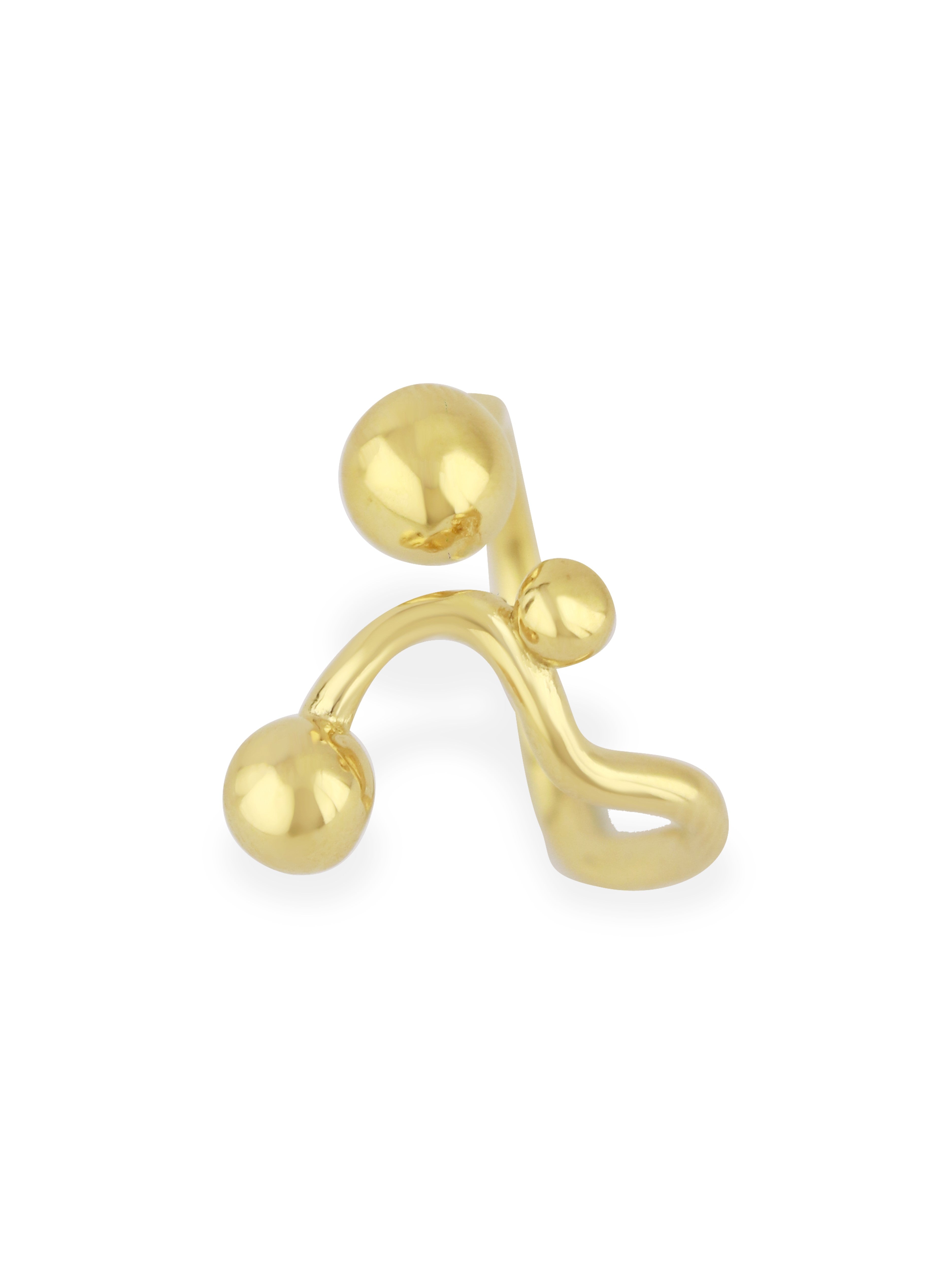 Elegant Gold Sphere Ring with Modern Open Cuff Design
