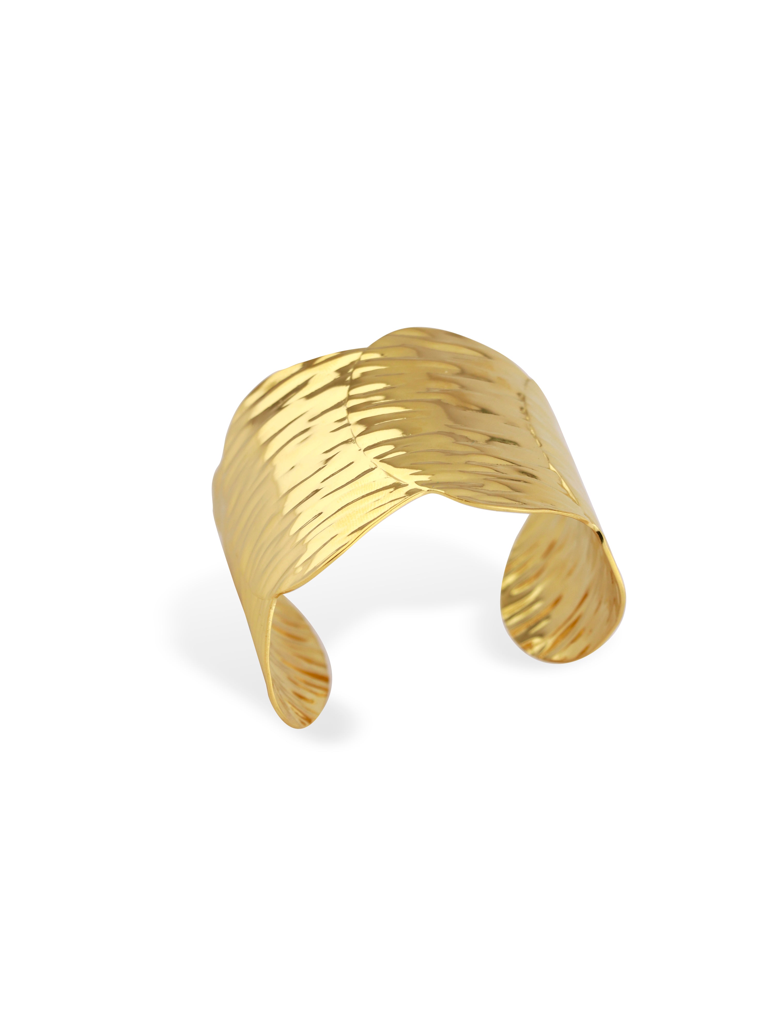 Ribbed Texture Open Cuff Bangle