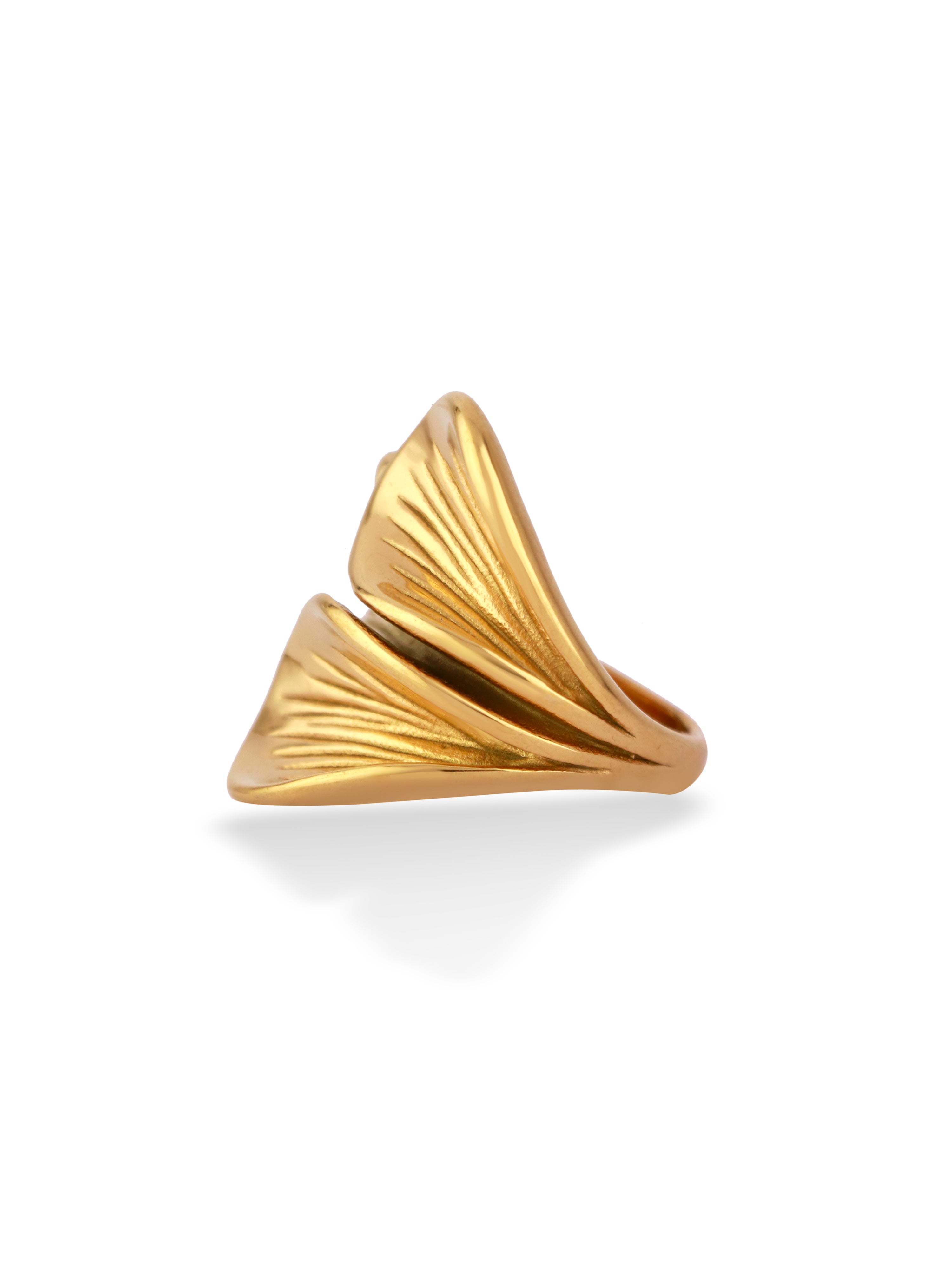 Golden Pressed Petal Ring
