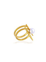 Pearl Line Spiral Ring