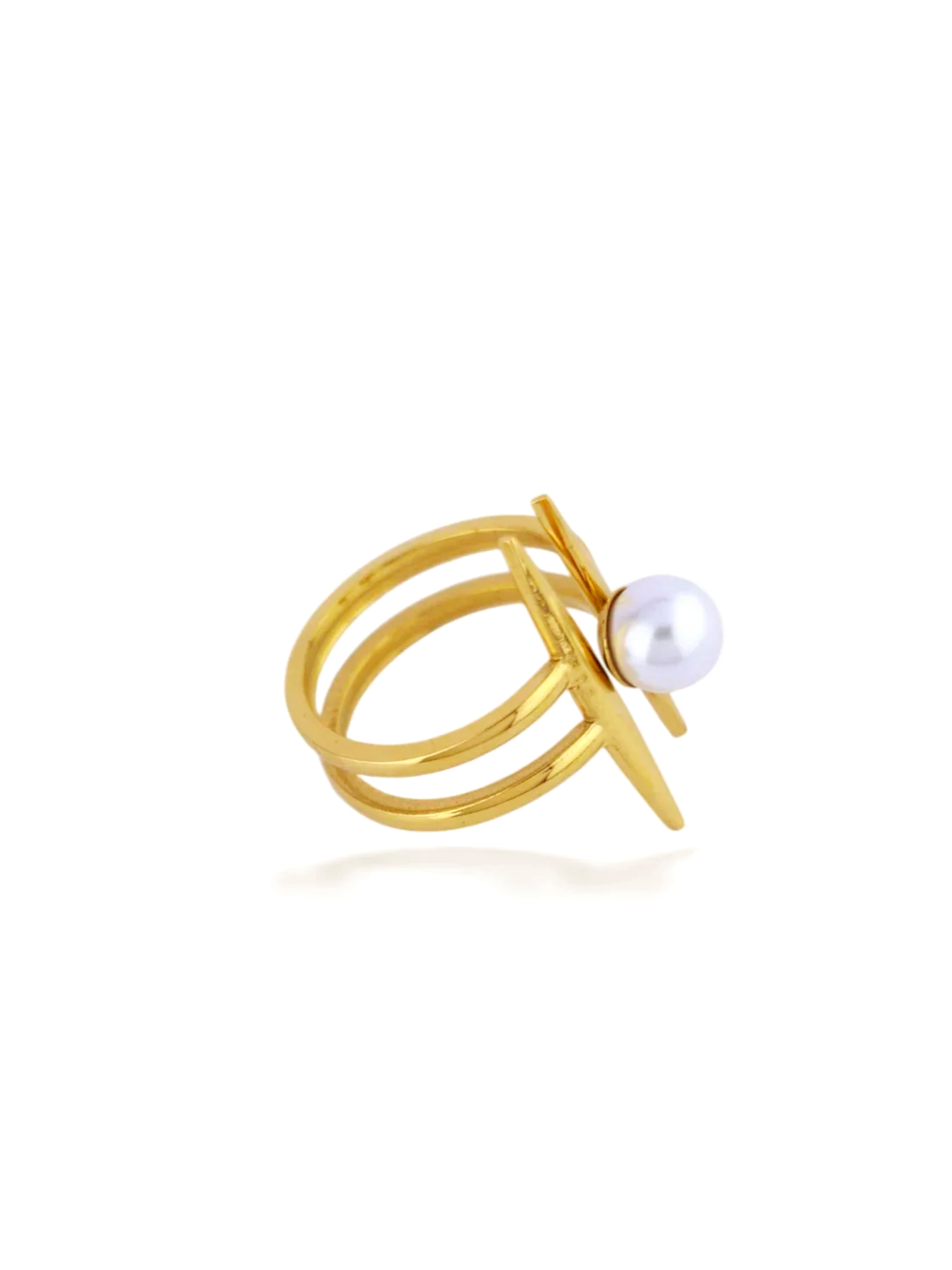 Pearl Line Spiral Ring