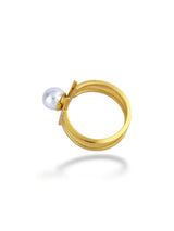 Pearl Line Spiral Ring