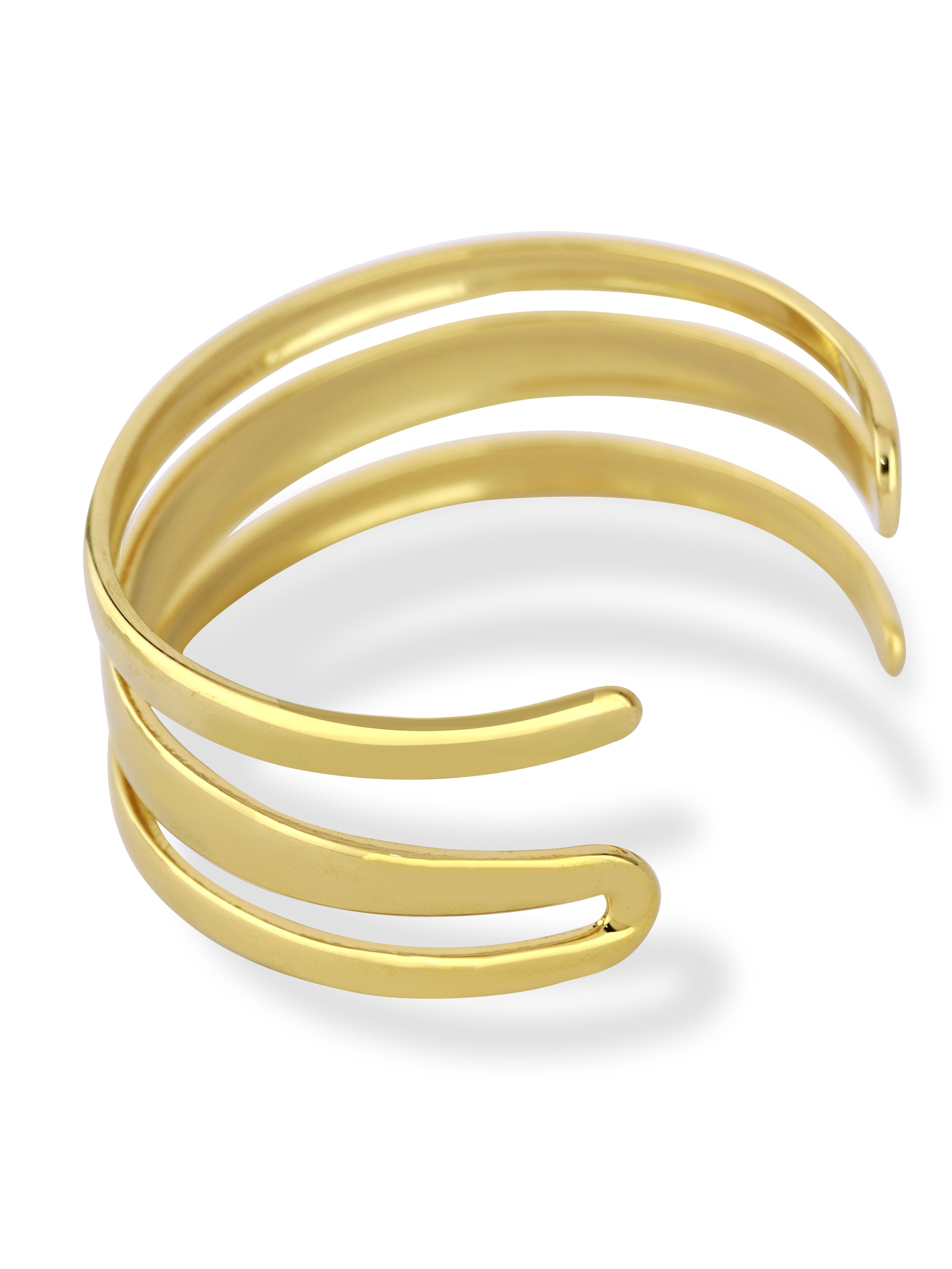 Triple Line Open Bangle with Minimal Finish