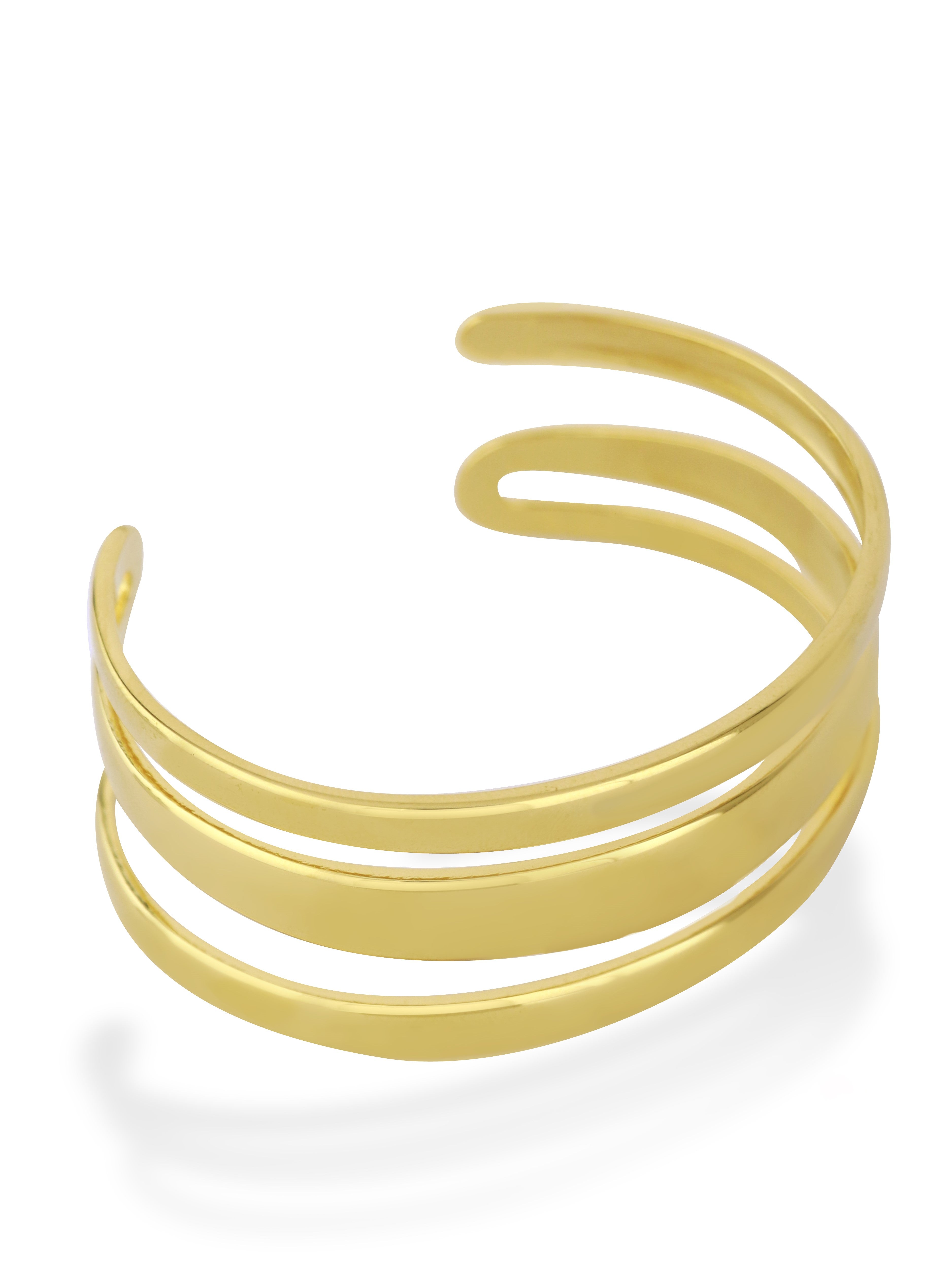 Triple Line Open Bangle with Minimal Finish