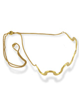 Elegant Gold Silken Wavy Chain Choker Adjustable Necklace