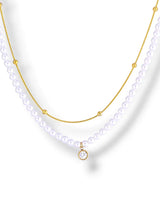 Gold Layered Pearl & Crystal Charm Necklace