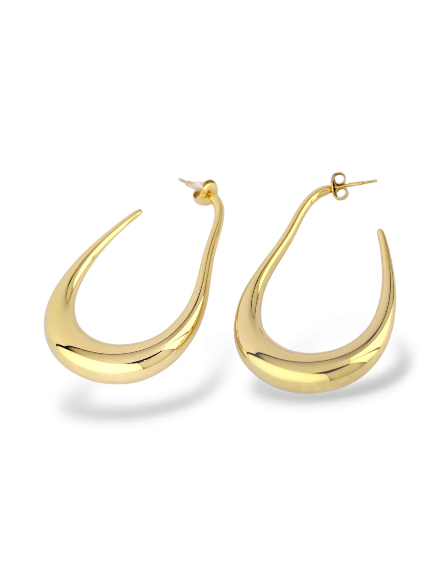 Elegant Gold Teardrop Hoop Earrings - Doulaat