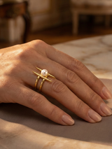 Pearl Line Spiral Ring