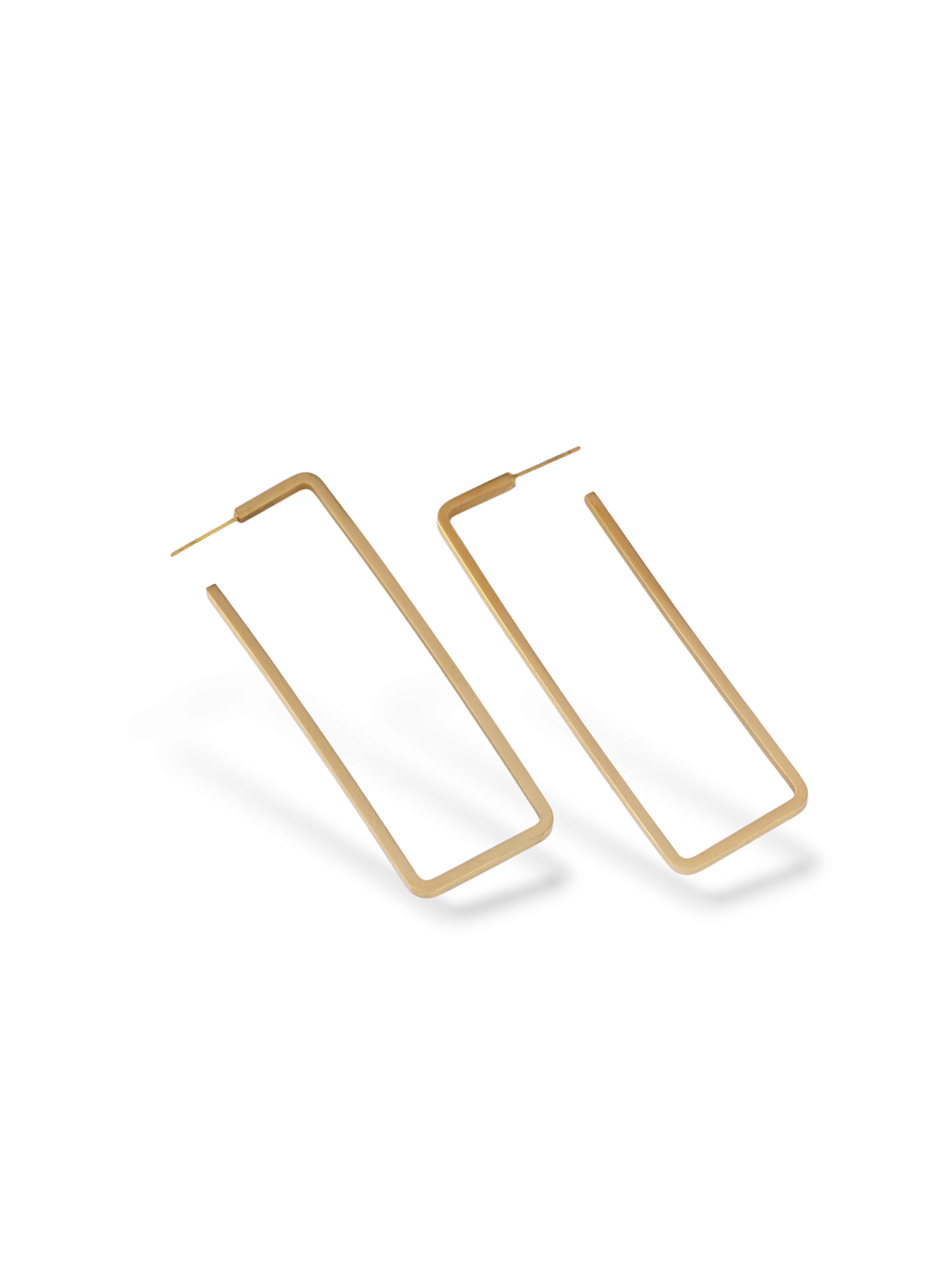 Modern Gold Rectangular Hoop Earrings