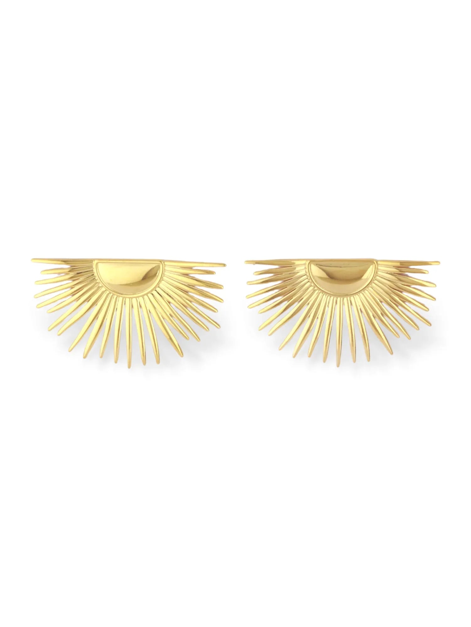 Solar Glow Gold Fan Stud Earrings for Modern Everyday Wear - Doulaat