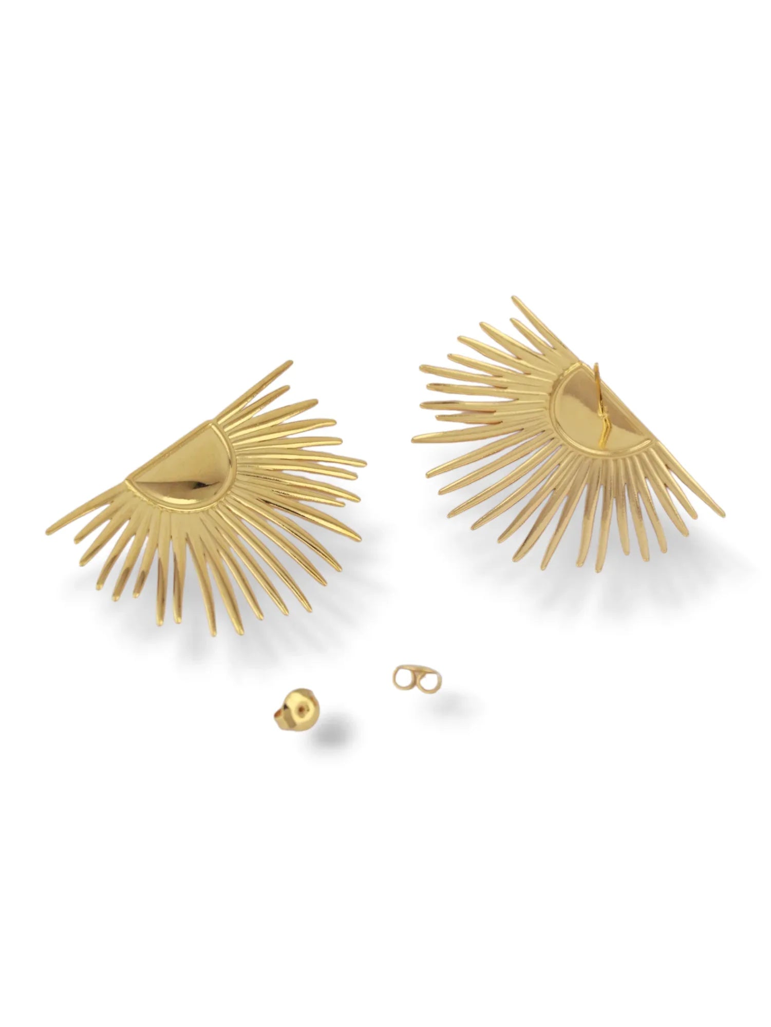 Solar Glow Gold Fan Stud Earrings for Modern Everyday Wear - Doulaat