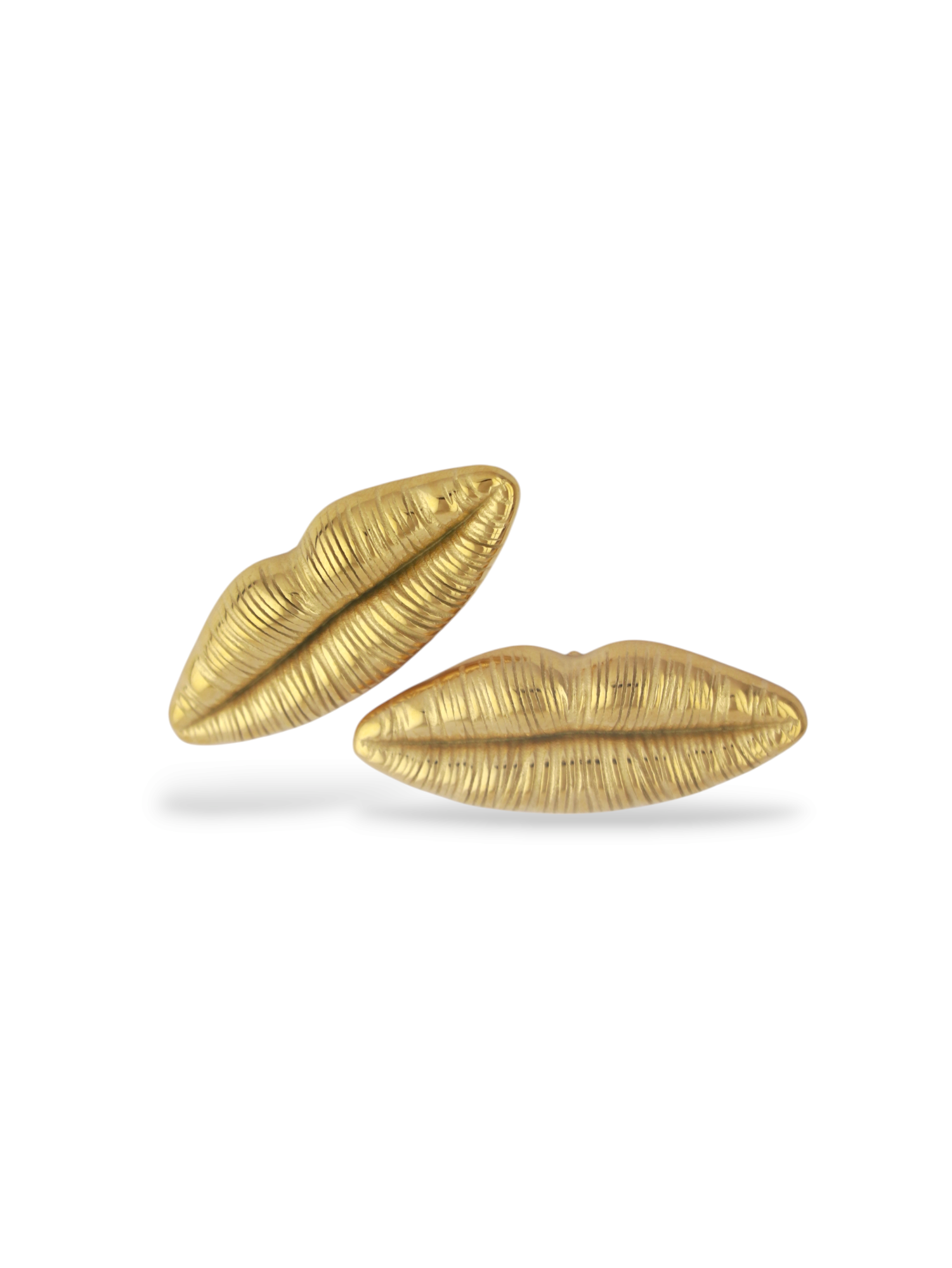 Muse Lip Gold Stud Earrings with Bold Textured Finish