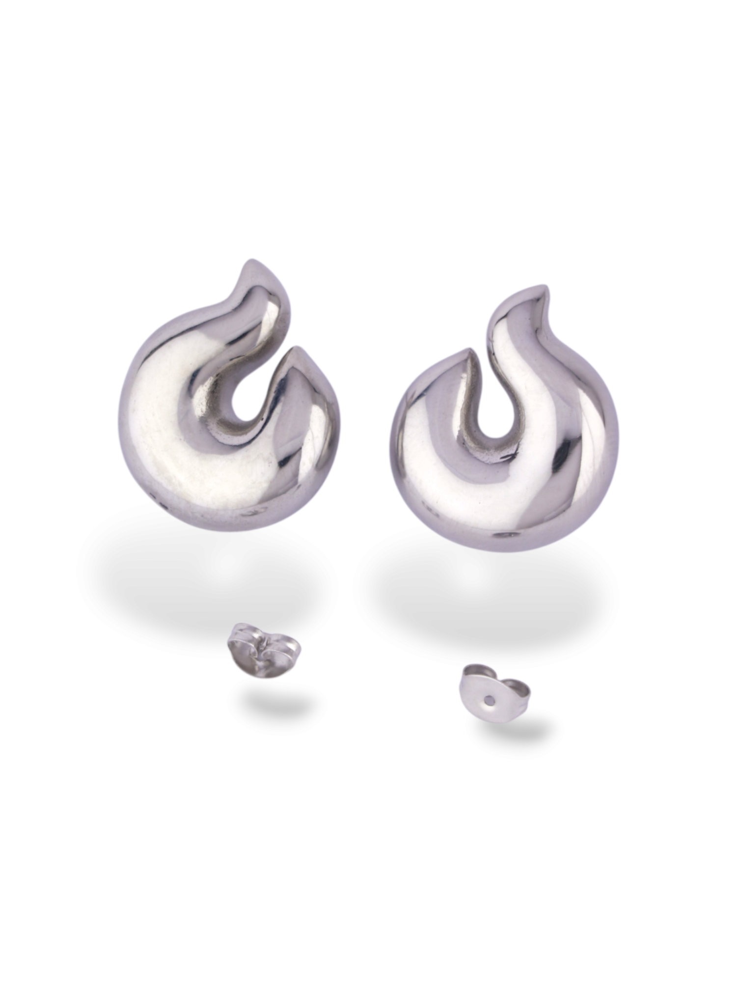 Aura Knot Silver Stud Earrings with a Smooth Modern Shape