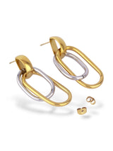 Duo Orbit Hoops with Dual-Tone Linked Oval Design - Doulaat