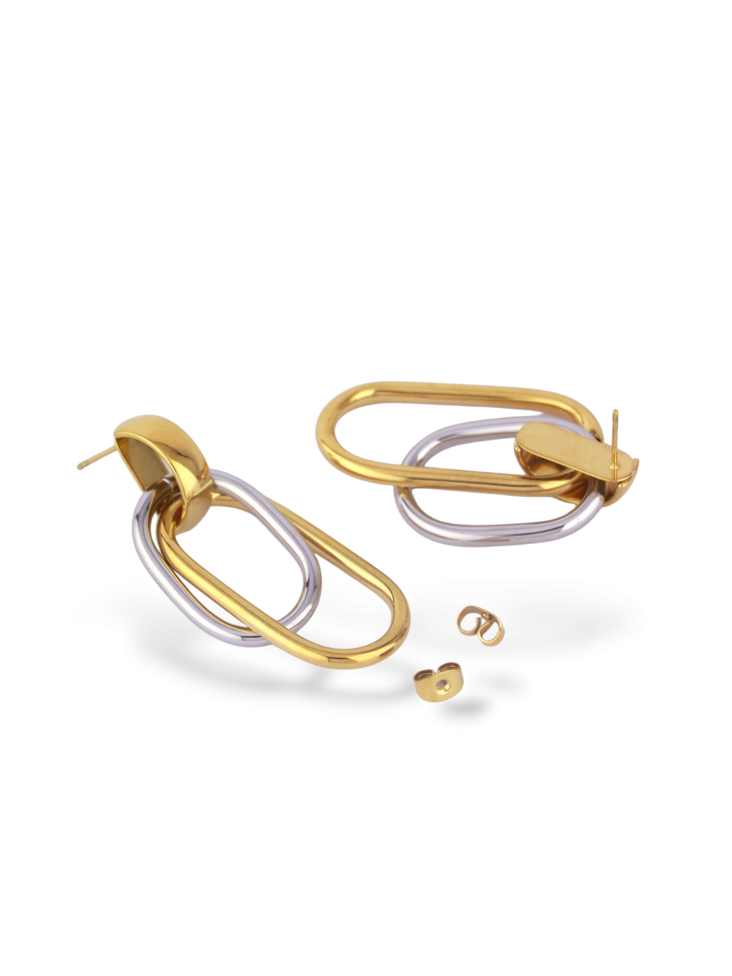 Duo Orbit Hoops with Dual-Tone Linked Oval Design