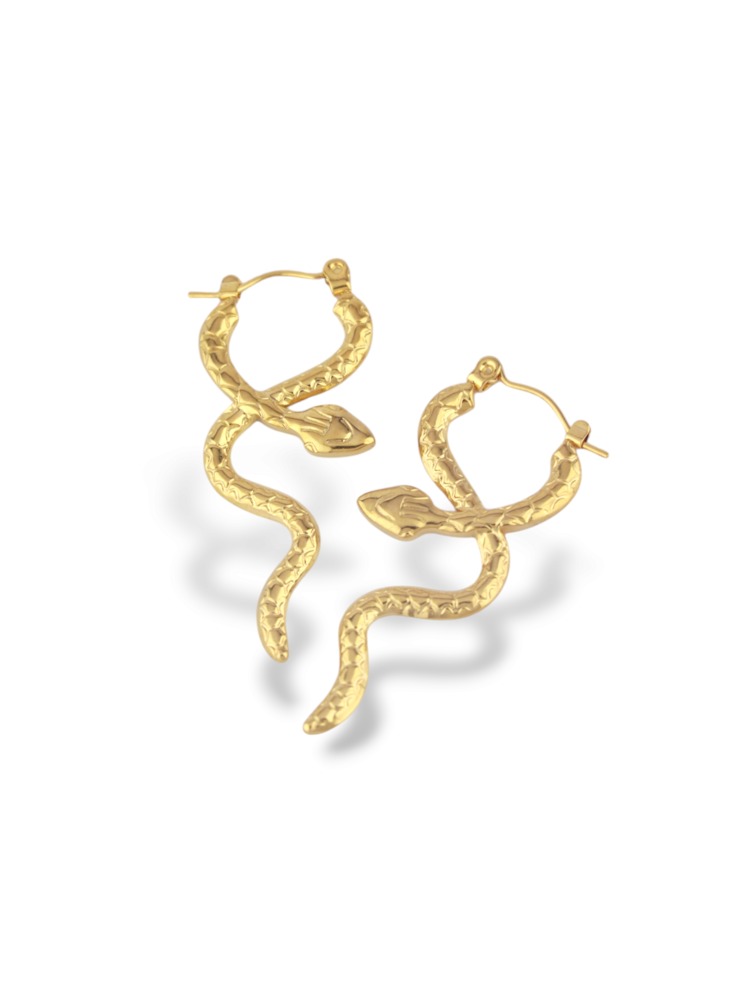 Bold Gold Snake Hoop Earrings with Textured Finish