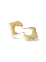 Tide Curve Stud Earrings with Soft Flowing Gold Finish - Doulaat