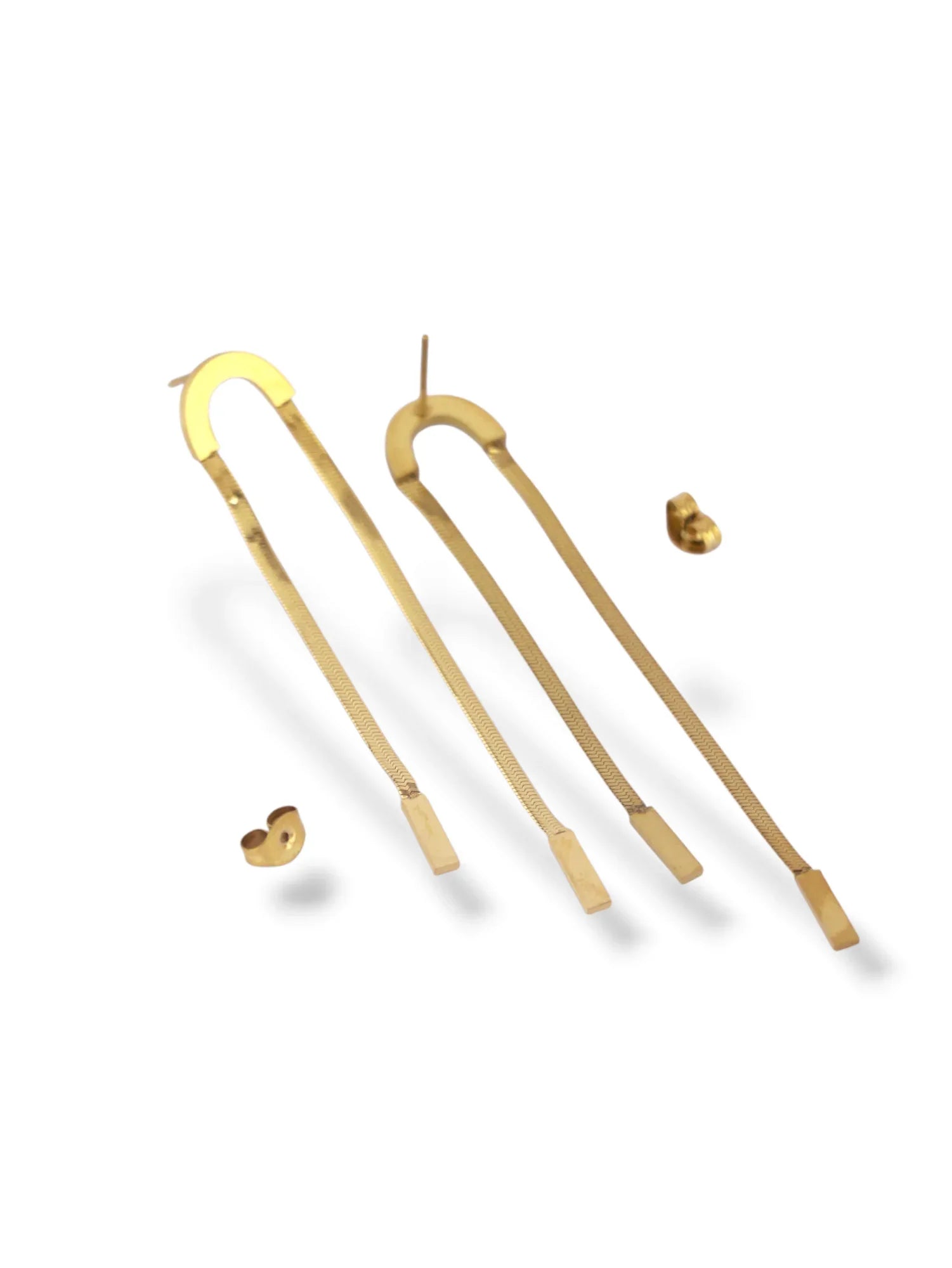 Luxe Drop Earrings with Long Gold Chain Finish - Doulaat