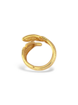 Elegant Gold Feather Adjustable Open Band Ring