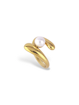 Gold Ela Statement Ring with Wavy Design