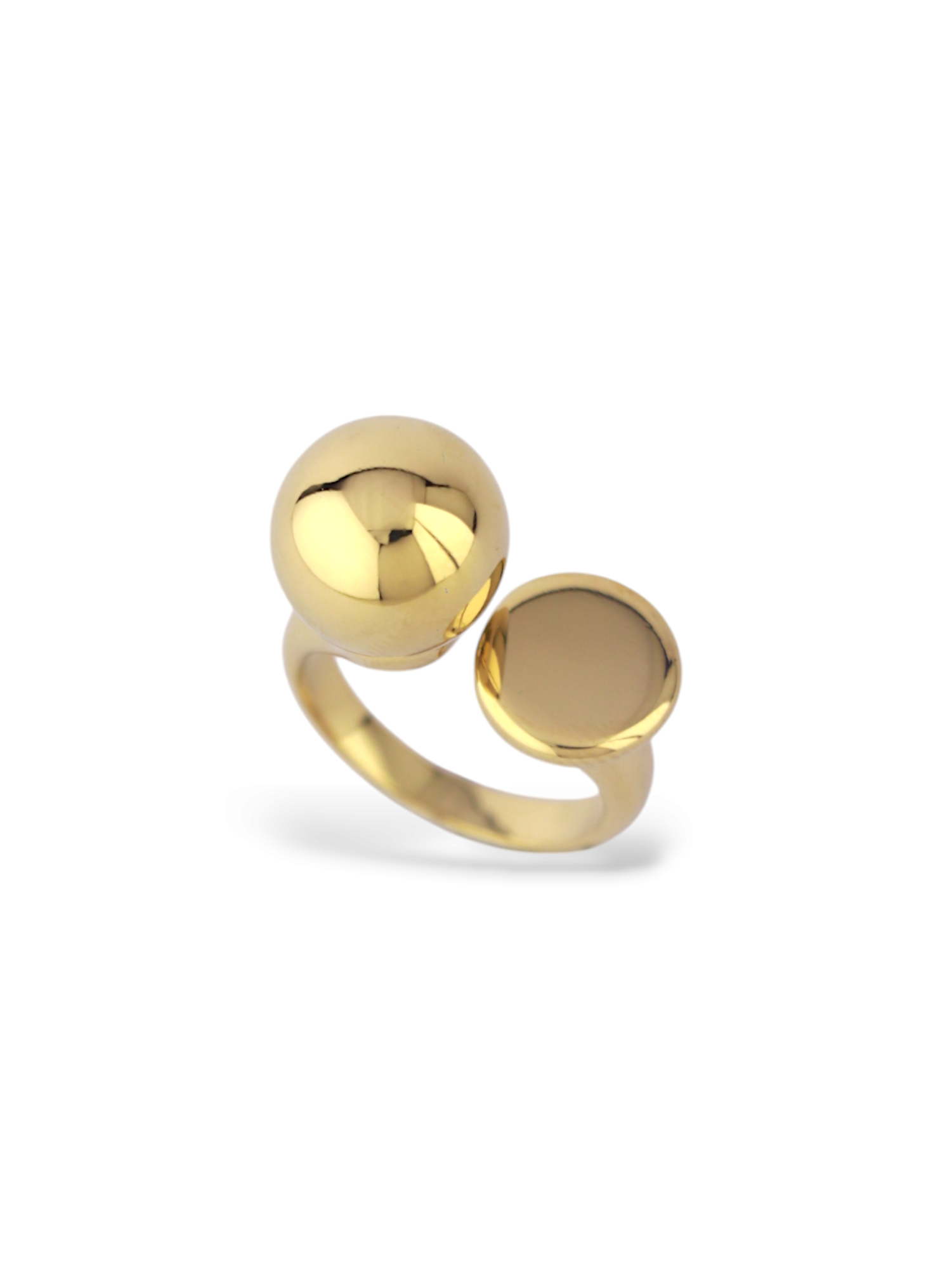 Moon Drop Gold Ring with Smooth Gold Finish