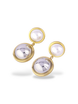 Gold Double Pearl Drop Earrings