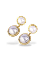 Gold Double Pearl Drop Earrings - Doulaat