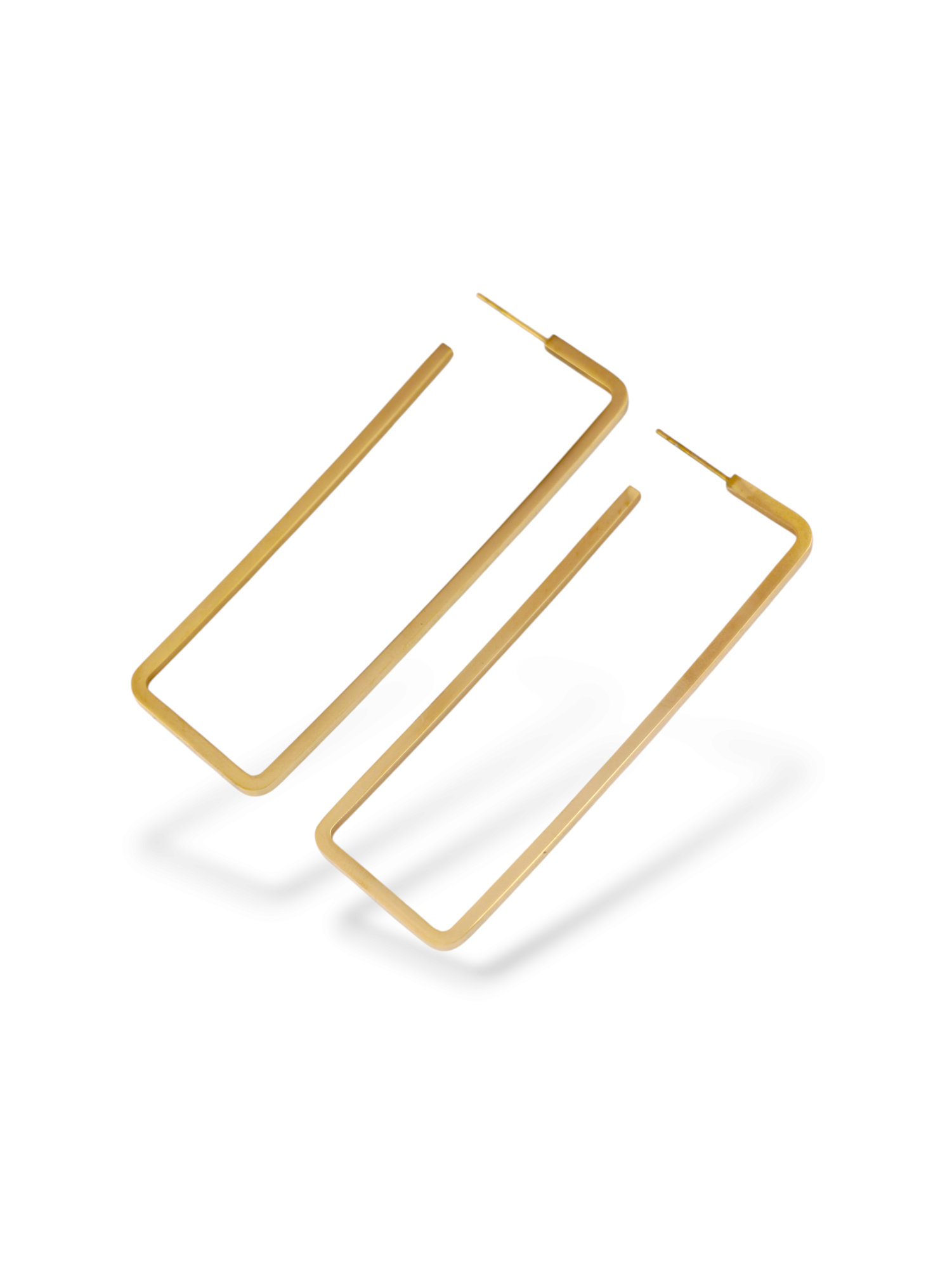 Modern Gold Rectangular Hoop Earrings