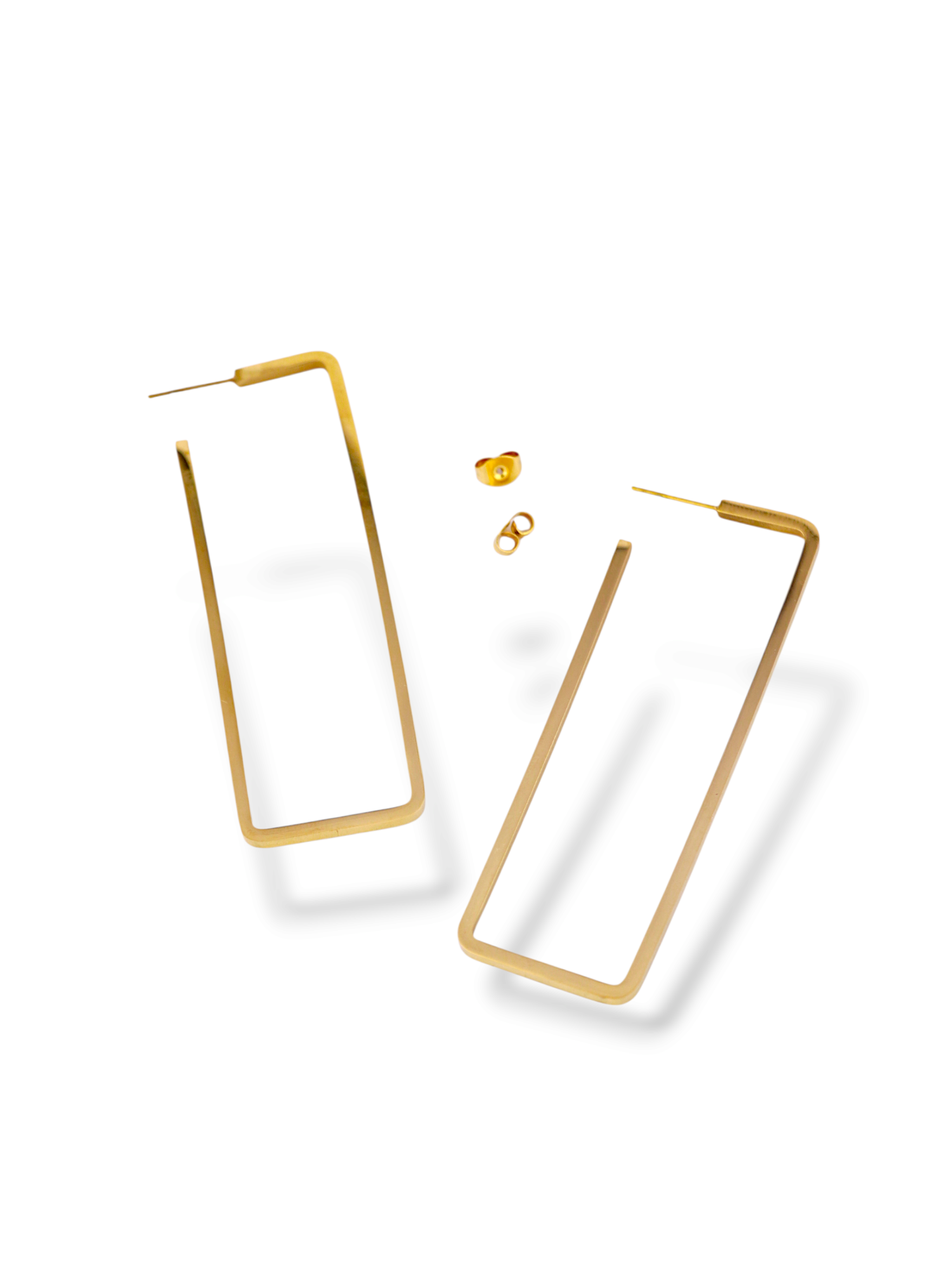 Modern Gold Rectangular Hoop Earrings