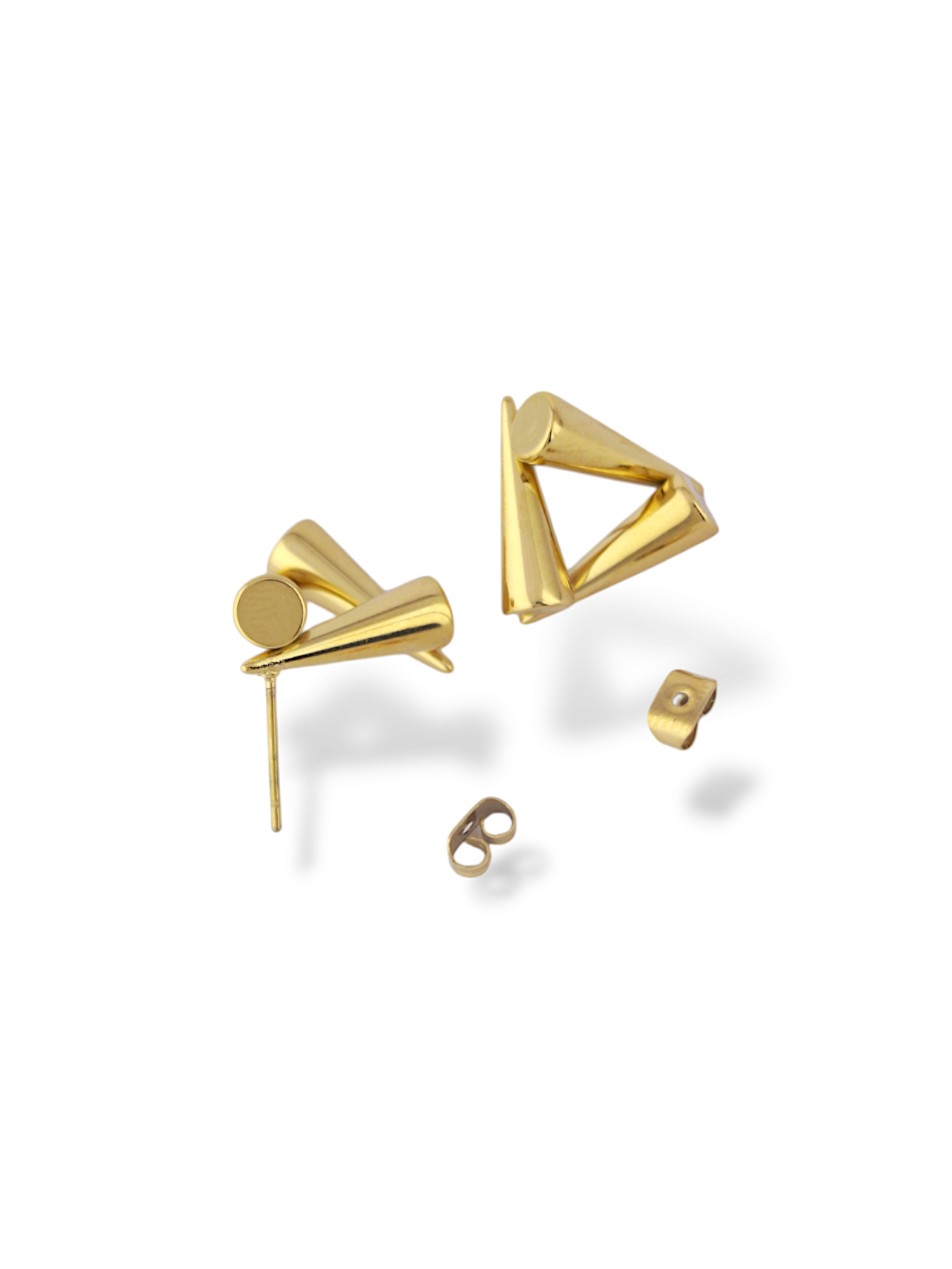 Unique Gold Geometric Triangle Stud Earrings