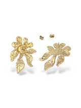 Lustre Bloom Textured Floral Gold Stud Earrings