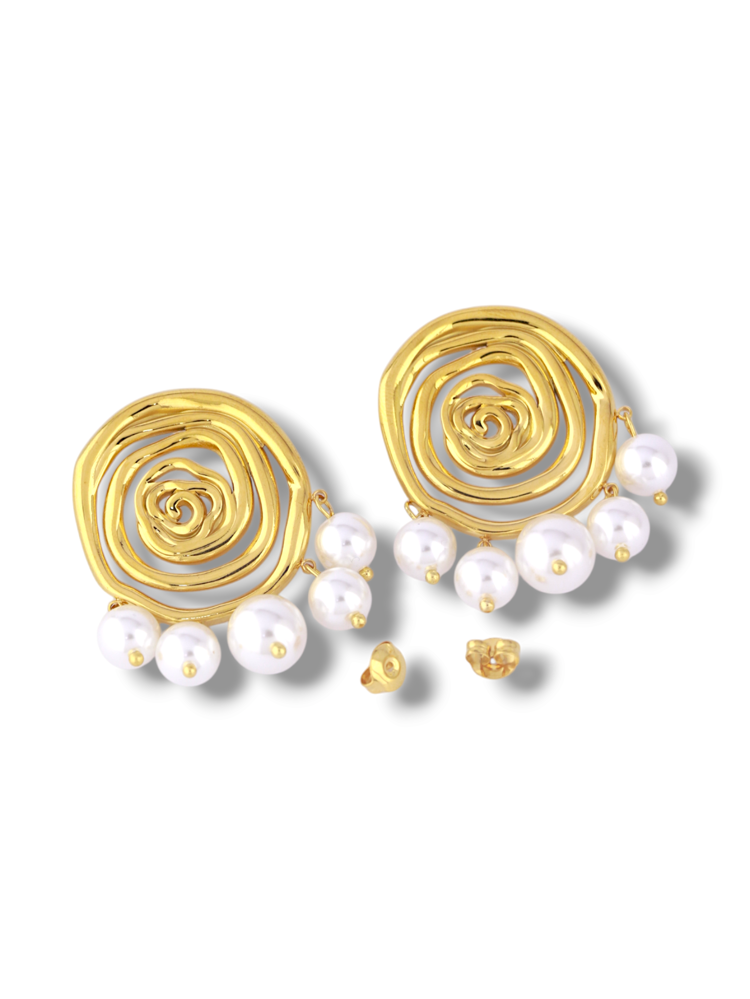 Stylish Gold Triple Disc Kairo Stud Earrings