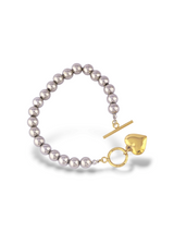 Silver Dotted Bracelet with Gold Heart Charm