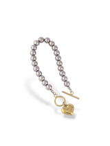 Silver Dotted Bracelet with Gold Heart Charm