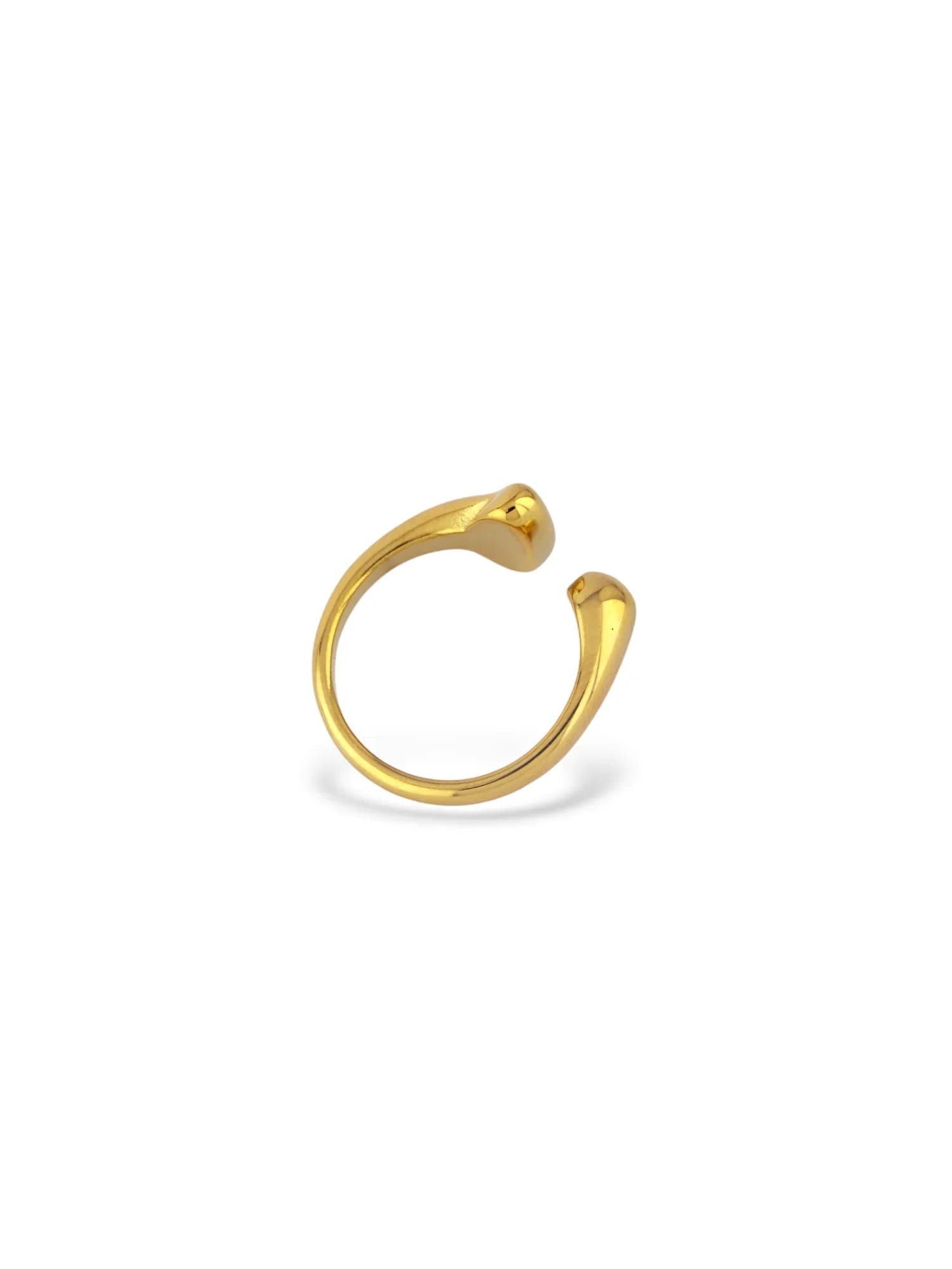 Gold Open Ring with Smooth Teardrop Design - Doulaat