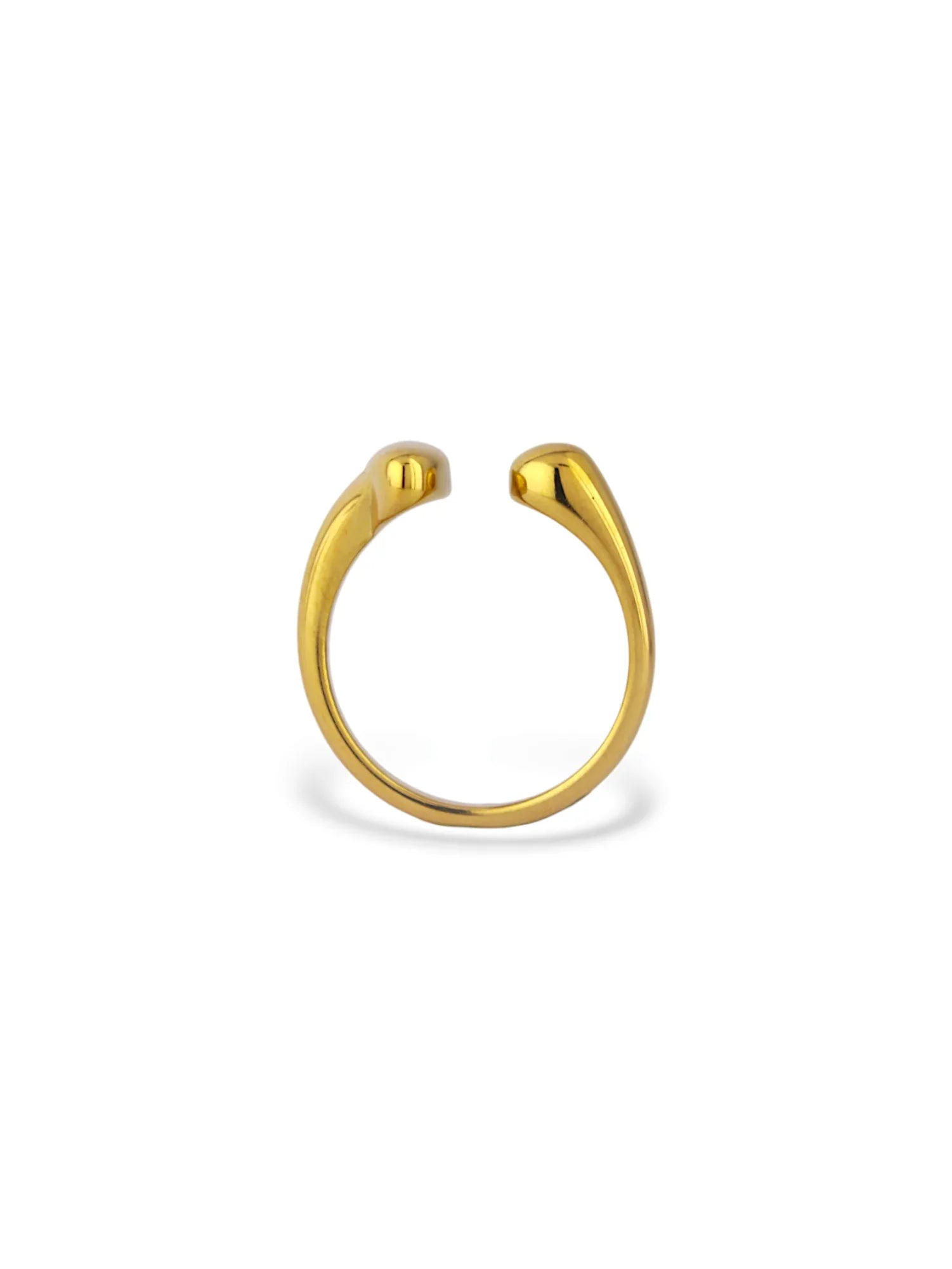 Gold Open Ring with Smooth Teardrop Design - Doulaat